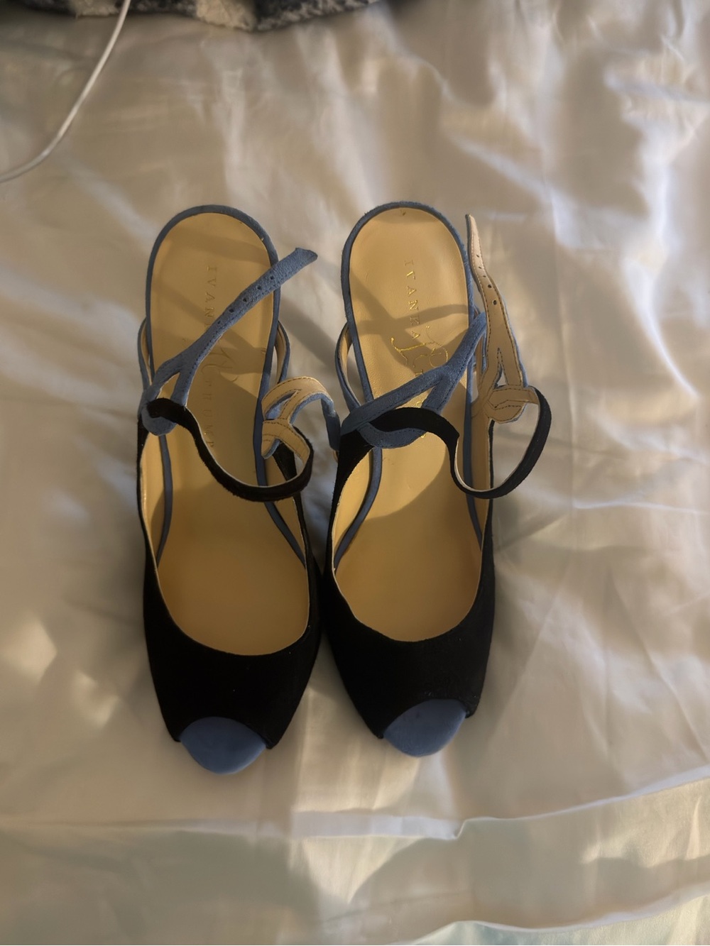 Ivanka trump suede black and blue heels size 8
